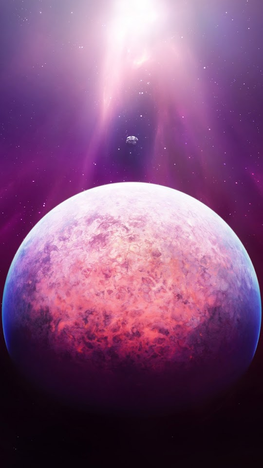   Purple Planet and Cosmic Rays   Android Best Wallpaper