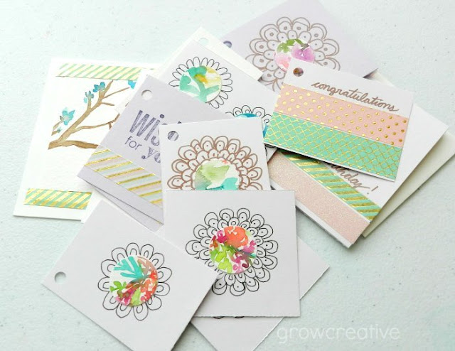 happy birthday gift tag with watercolors and washi tape: grow creative blog
