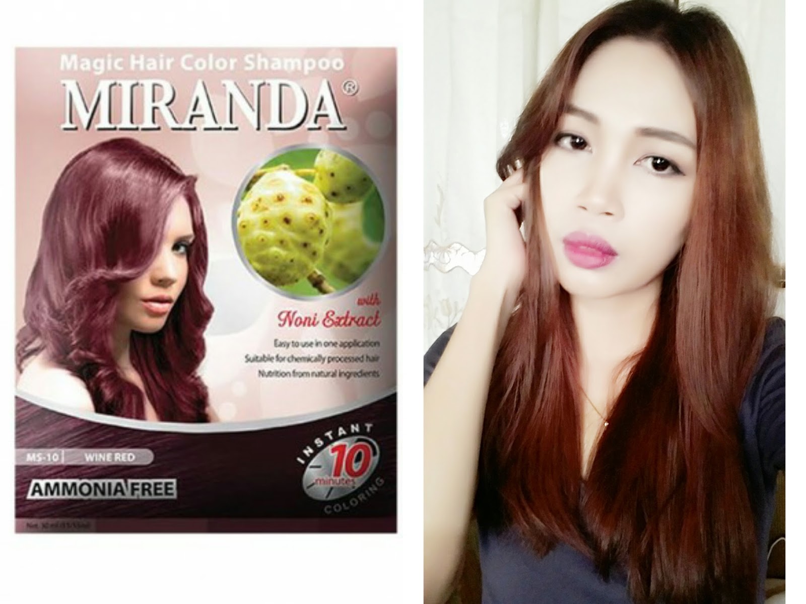 New hair with miranda magic color shampoo wine red.