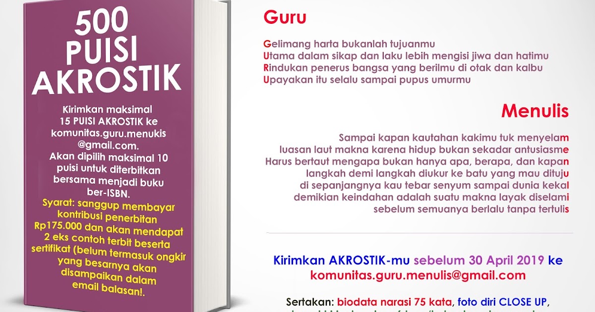 √ Kumpulan Contoh Puisi Akrostik Nama Orang Contoh