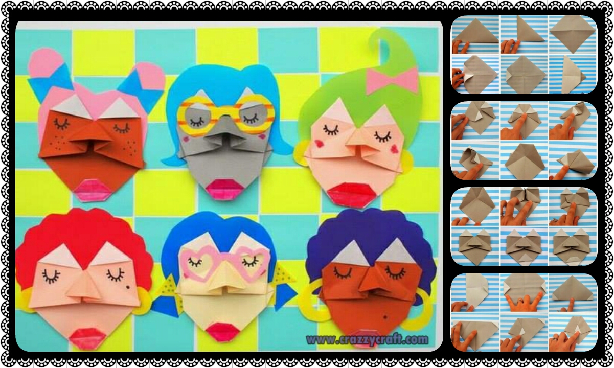 funny origami face for kids - crazzy craft