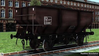 Fastline Simulation: A weathered rebodied dia. 1/146 21t hopper in maroon livery.