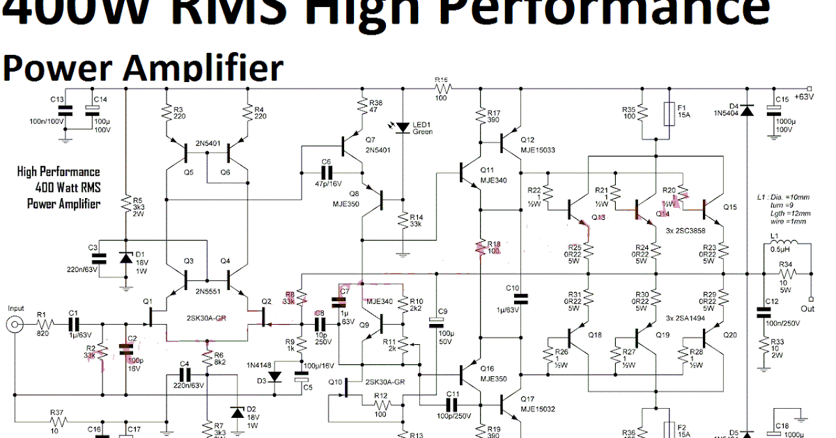 High Performance Power Amplifier 400 Watt Electronic Circuit