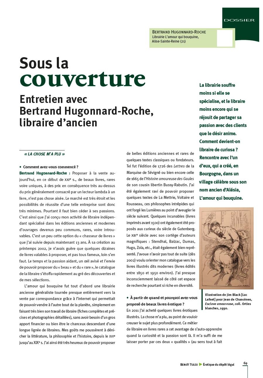 Sous la couverture, entretien avec Bertrand Hugonnard-Roche