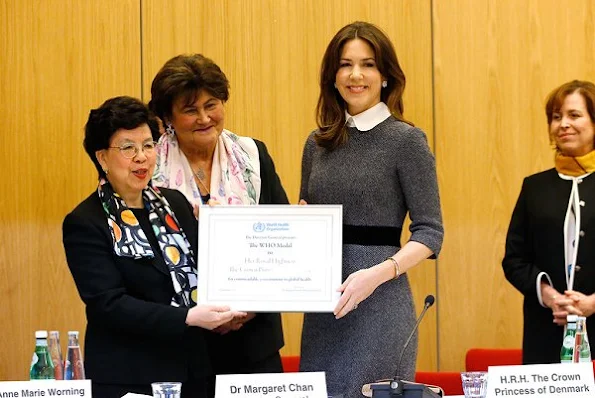 Crown princess mary wore Miu Miu Dress, Gianvito Rossi Pumps, Naledi Clutch