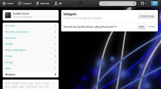 Cara Memasang Widget Twitter pada Blog - pilih widget lalu create new