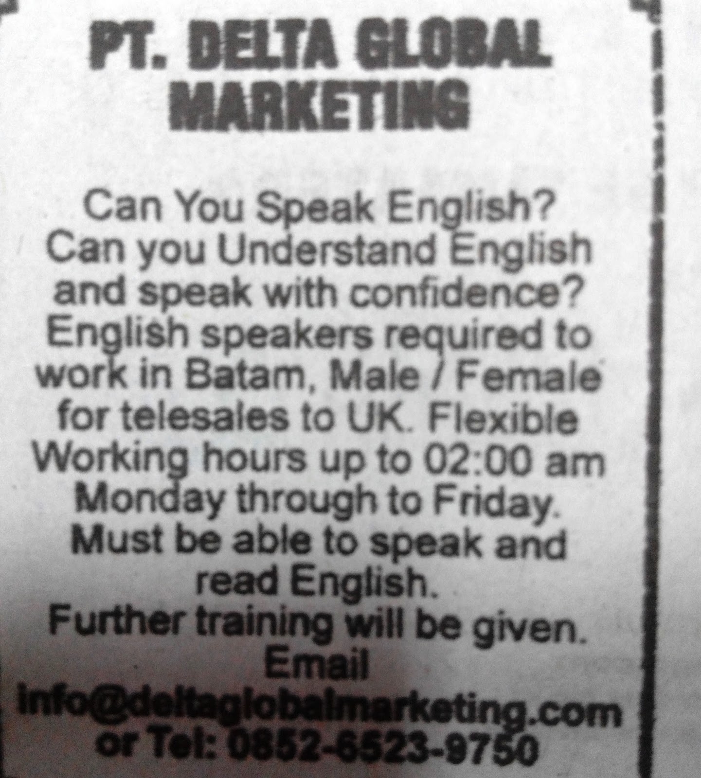 Lowongan Kerja 2015 Batam Tgl 30092015 Arreza