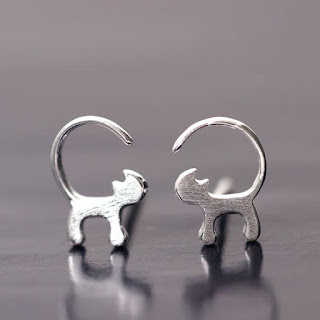 925 Sterling Silver Cute Cat Earrings