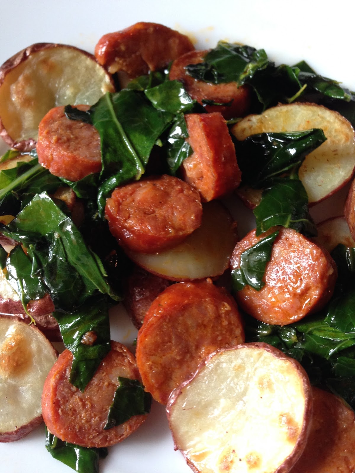 5 Element Food Portuguese Sausage, Potatoes and Collard Greens