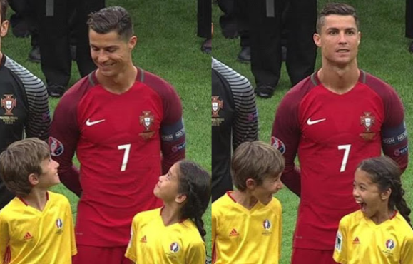 1 He smiled at us! See how these kids reacted to a flash of smile from Cristiano Ronaldo