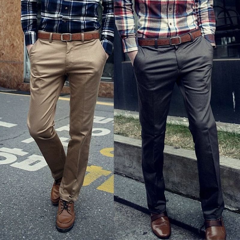 Men's Casual Straight Solid Color Trousers Pants - FINER CLOTHING