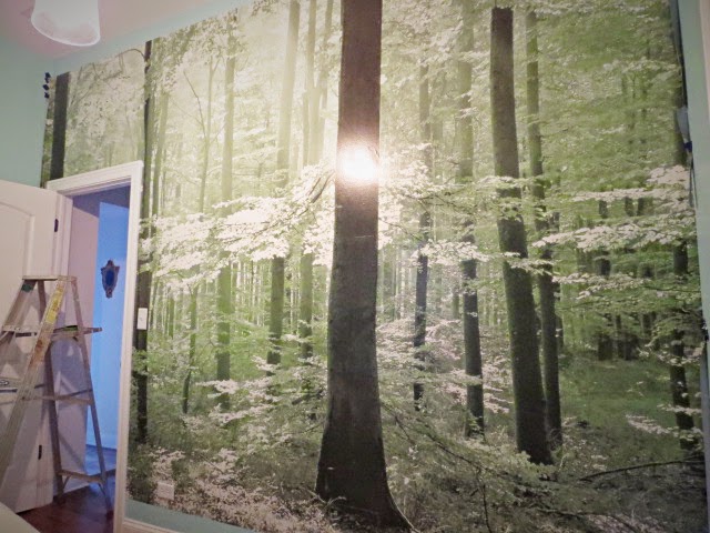 finished forest wall mural installation