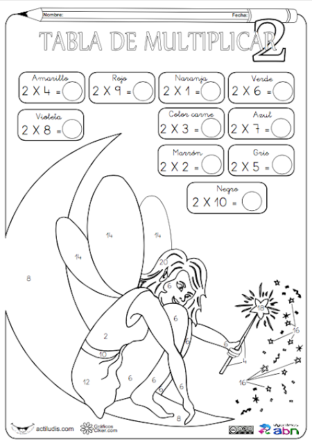 Tablas de multiplicar: fichas para colorear y jugar - Aula de Elena