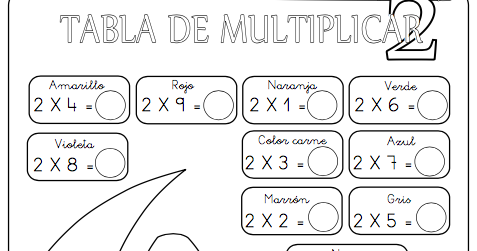 Tablas de multiplicar: fichas para colorear y jugar - Aula de Elena
