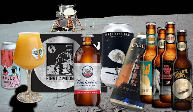 Composite image of beers celebrating the 50th anniversary of Apollo 11