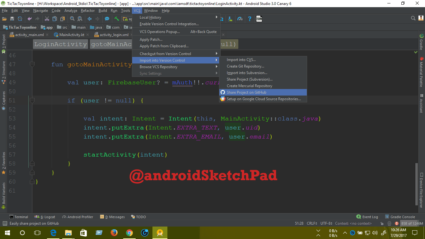 Android studio: share code on Github and add SSH key to you Git
