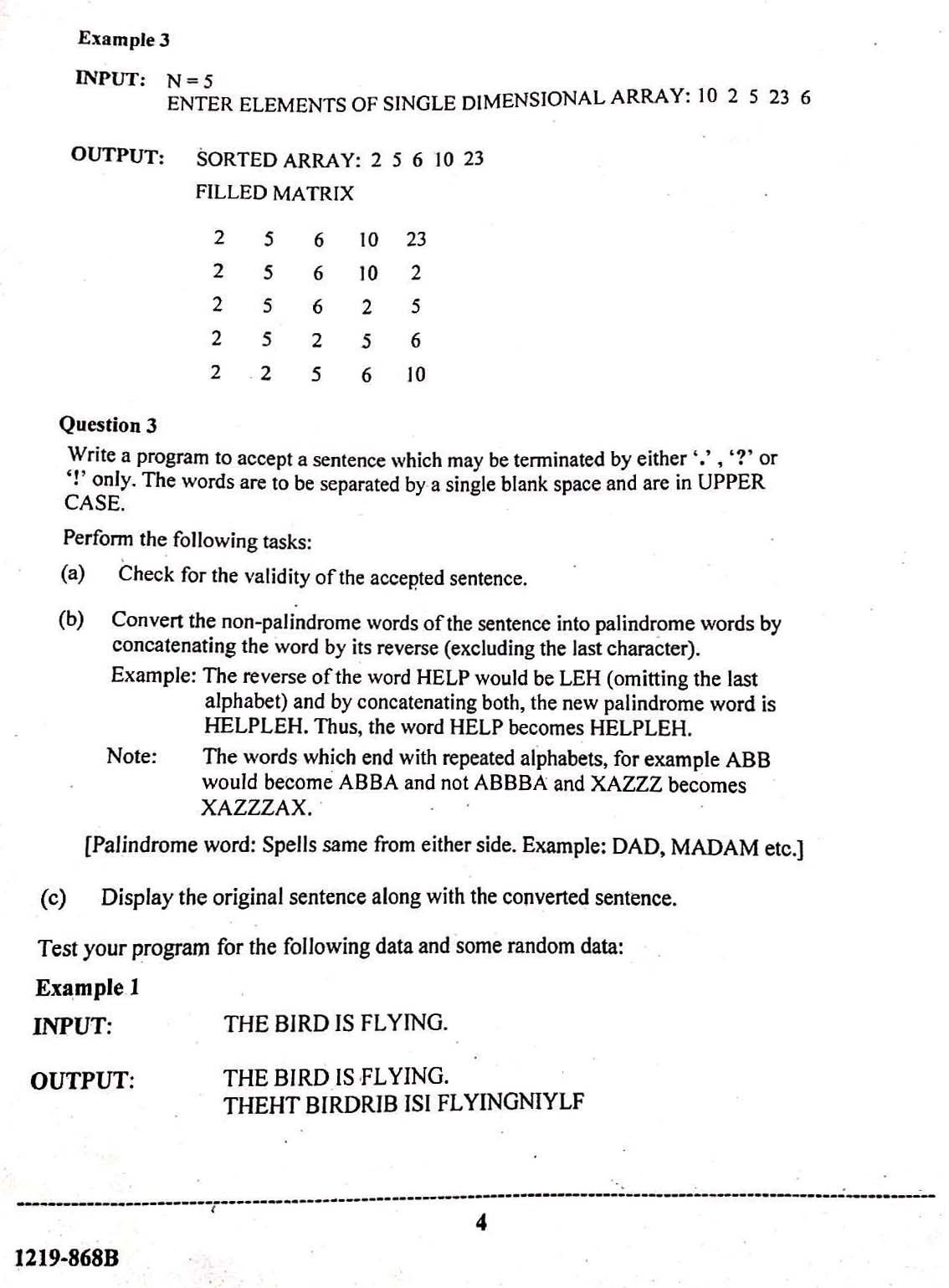 ISC 2019 Computer Science Practical Question Paper ISC 2019 Computer Science Practical Question Paper