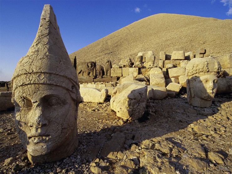 See the Ancient Statues Near the Royal Tomb on the Mount Nemrut, Turkey