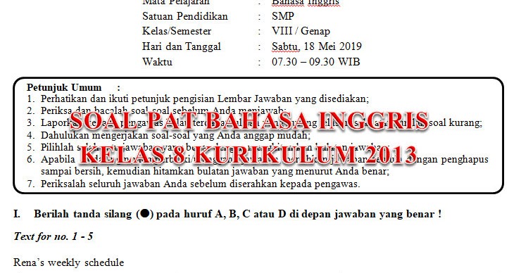 Soal Try Out Kelas 9 Tahun 2019 Tentang Tahun