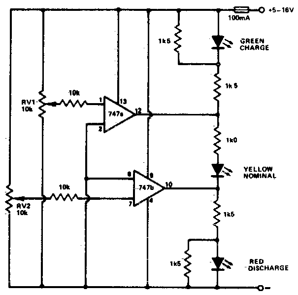Battery Charge-Discharge Indicator Circuit Diagram
