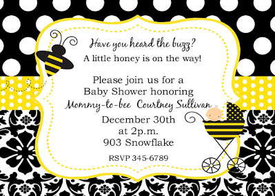 Invitation used to design baby shower cake and cupcakes.