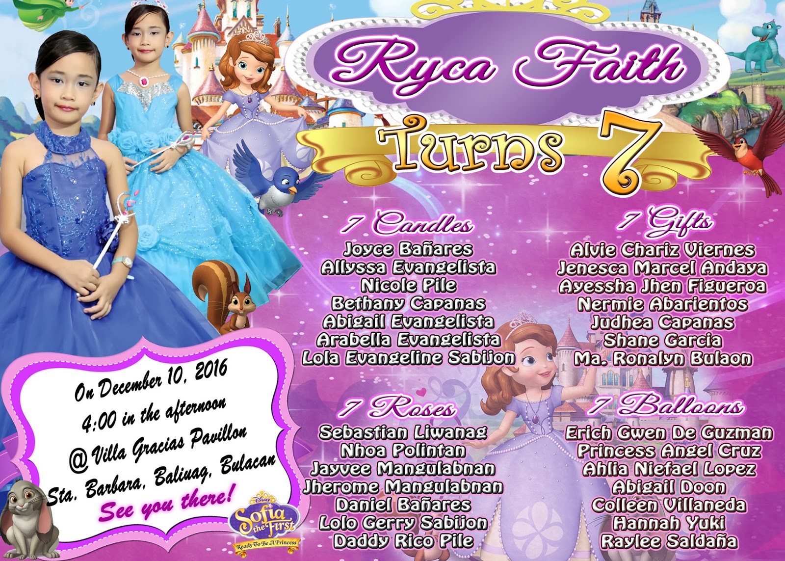 Sample Invitation Sofia The 1st For Seventh Birthday Get Layout