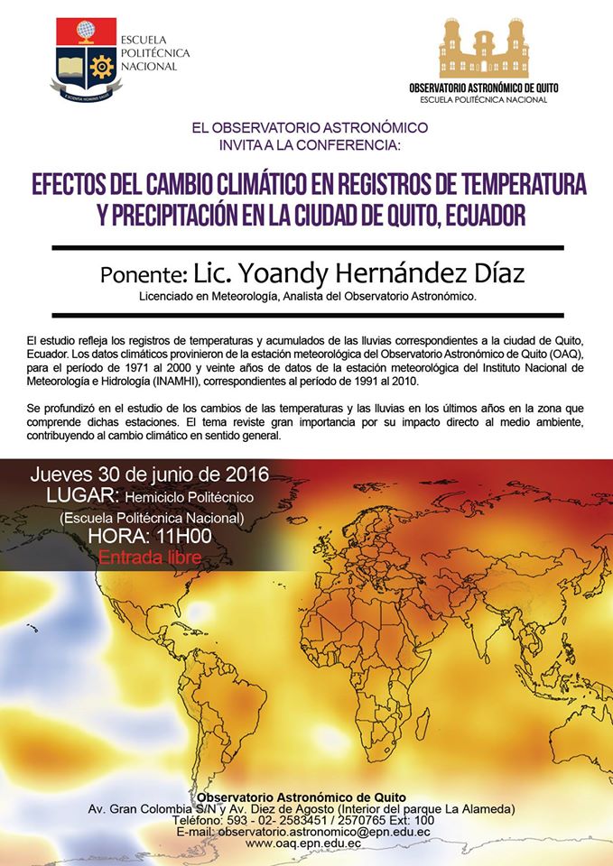 AstroCiencias Ecuador CONFERENCIA Efectos del cambio climático en