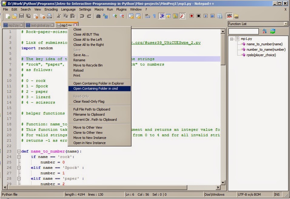 Coder Decoder Using Notepad++ in Windows to edit and run Python programs