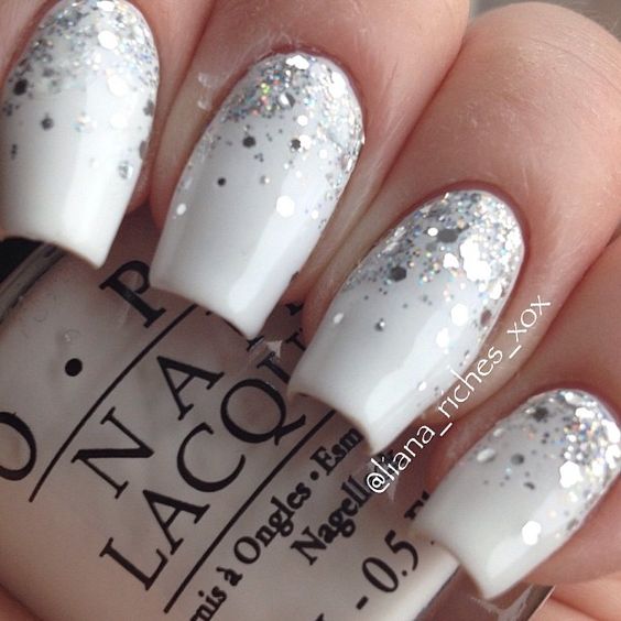 White glitter nails!