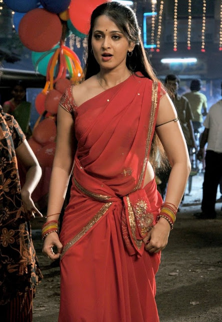 Anushka Shetty hot in red saree