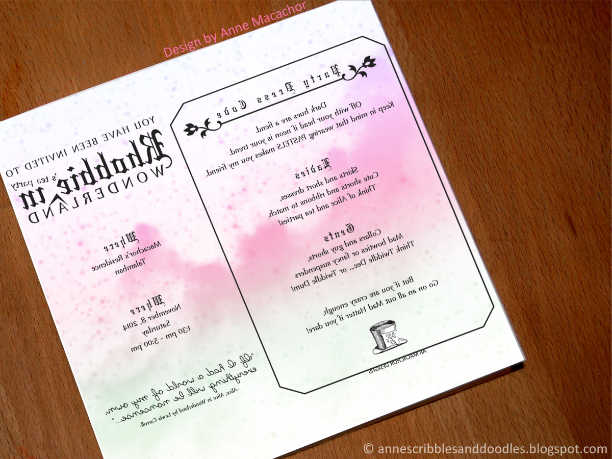 Alice in Wonderland Party Invitations by Anne Macachor | Anne's Scribbles and Doodles