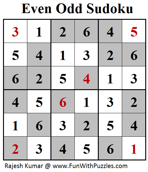 Even Odd Sudoku (Mini Sudoku Series #96) Soluton
