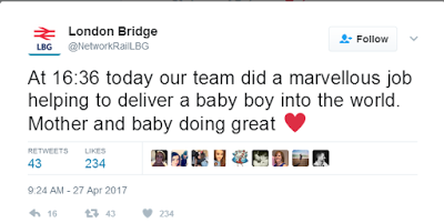 Woman deliver baby boy on a train at London Bridge station