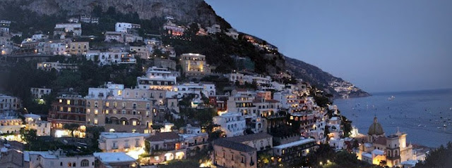 Positano panorama at night