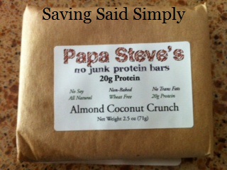 Papa Steve's No Junk Protein Bars Review -SAVINGSAIDSIMPLY.COM - Christie