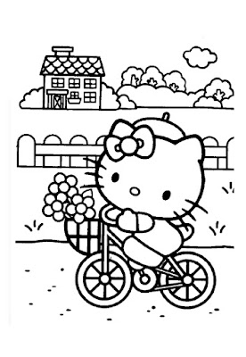 Hello Kitty bisiklet sürüyor