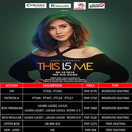 TICKETS OUT NOW! Sarah Geronimo "This Is Me" Concert Sarah Geronimo
