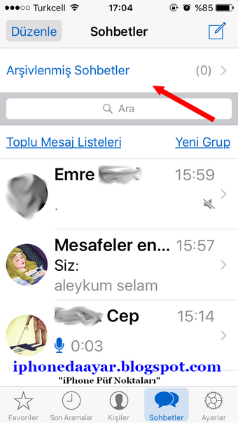 iphone arsivlenmis sohbetler nasil