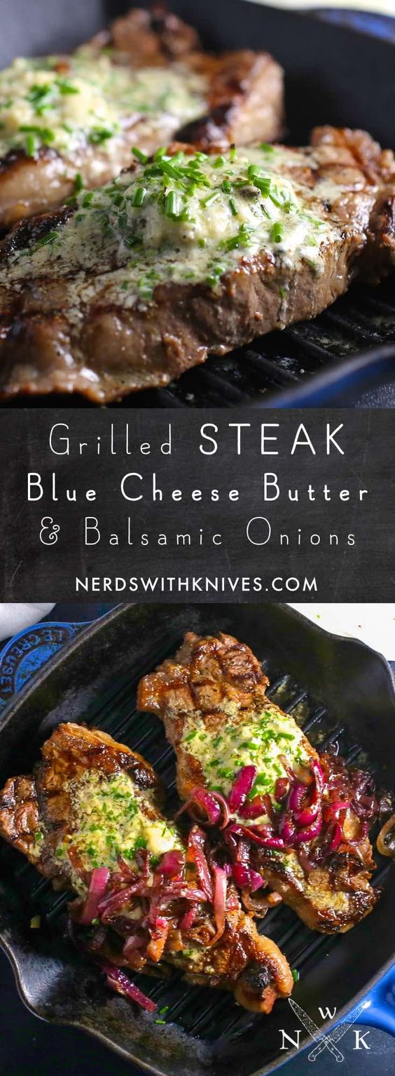 STEAK WITH BLUE CHEESE AND CHIVE COMPOUND BUTTER Foodandcake123