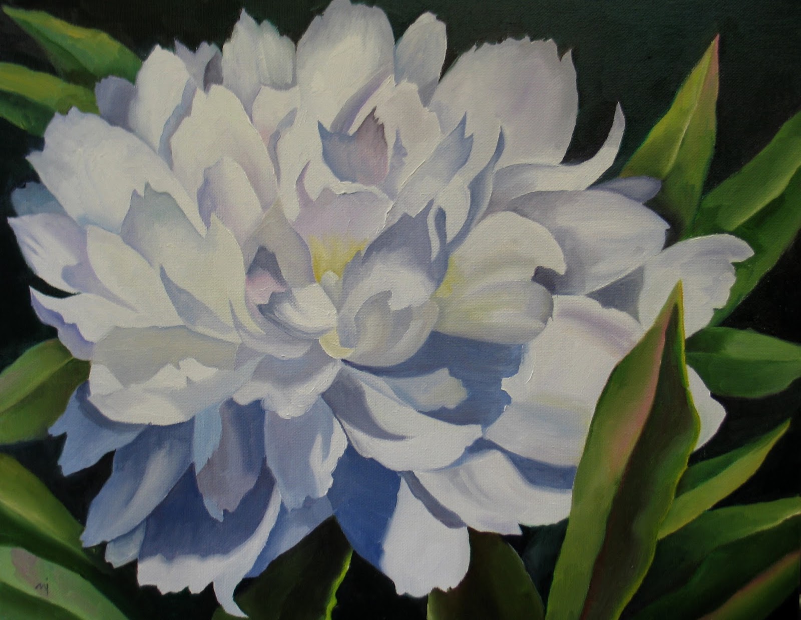 Nel's Everyday Painting White Peony SOLD