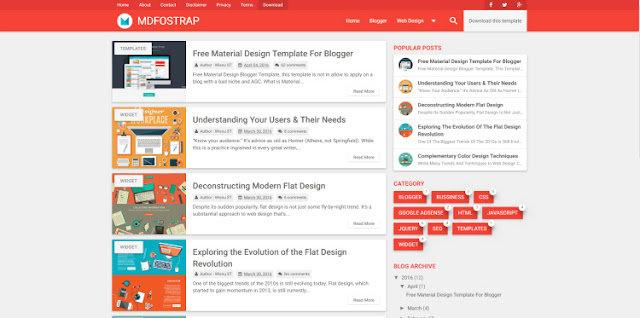 mdfostrap blogger template material design