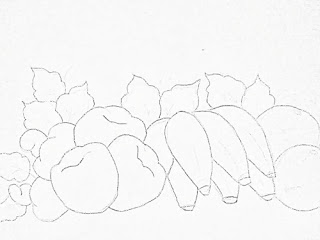 desenho bananas com macas e cajus para pintar