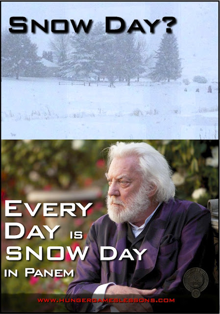Snow day? Every day is Snow Day in Panem. www.hungergameslessons.com