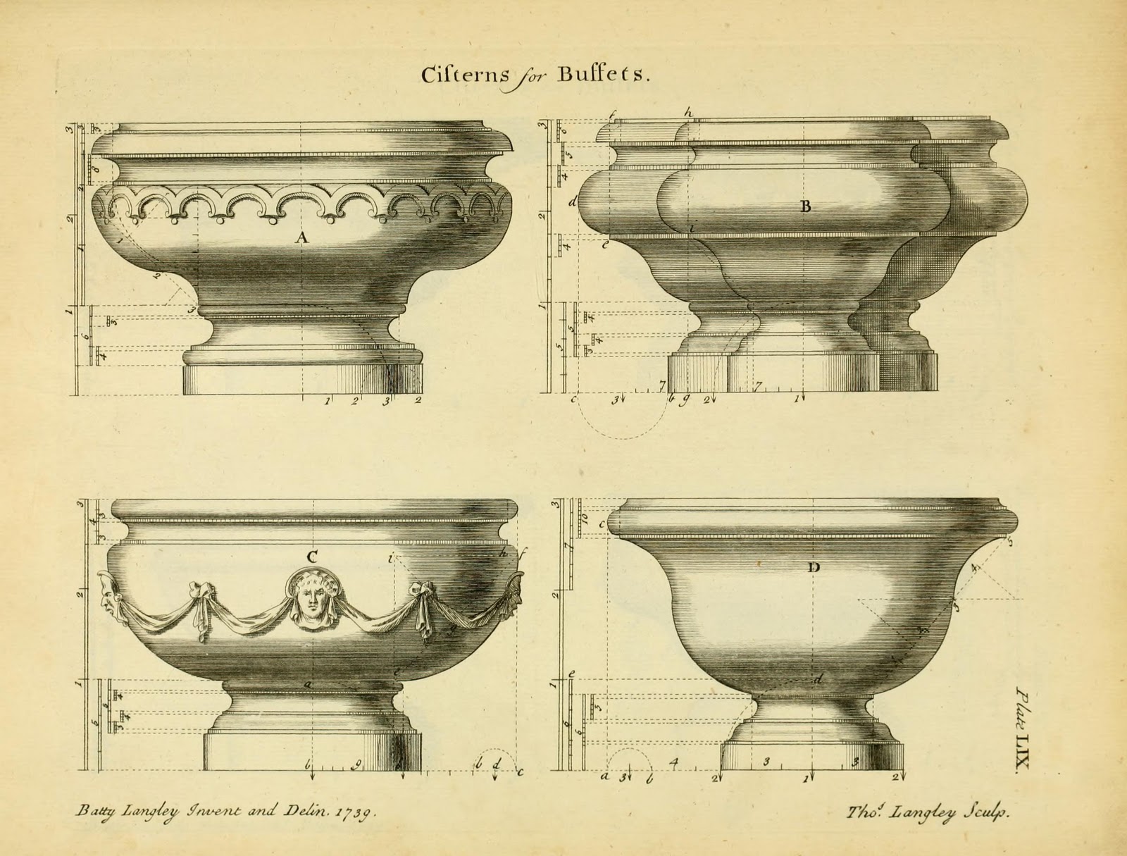 Vintage Ephemera Engraving; Architectural Elements, 1741