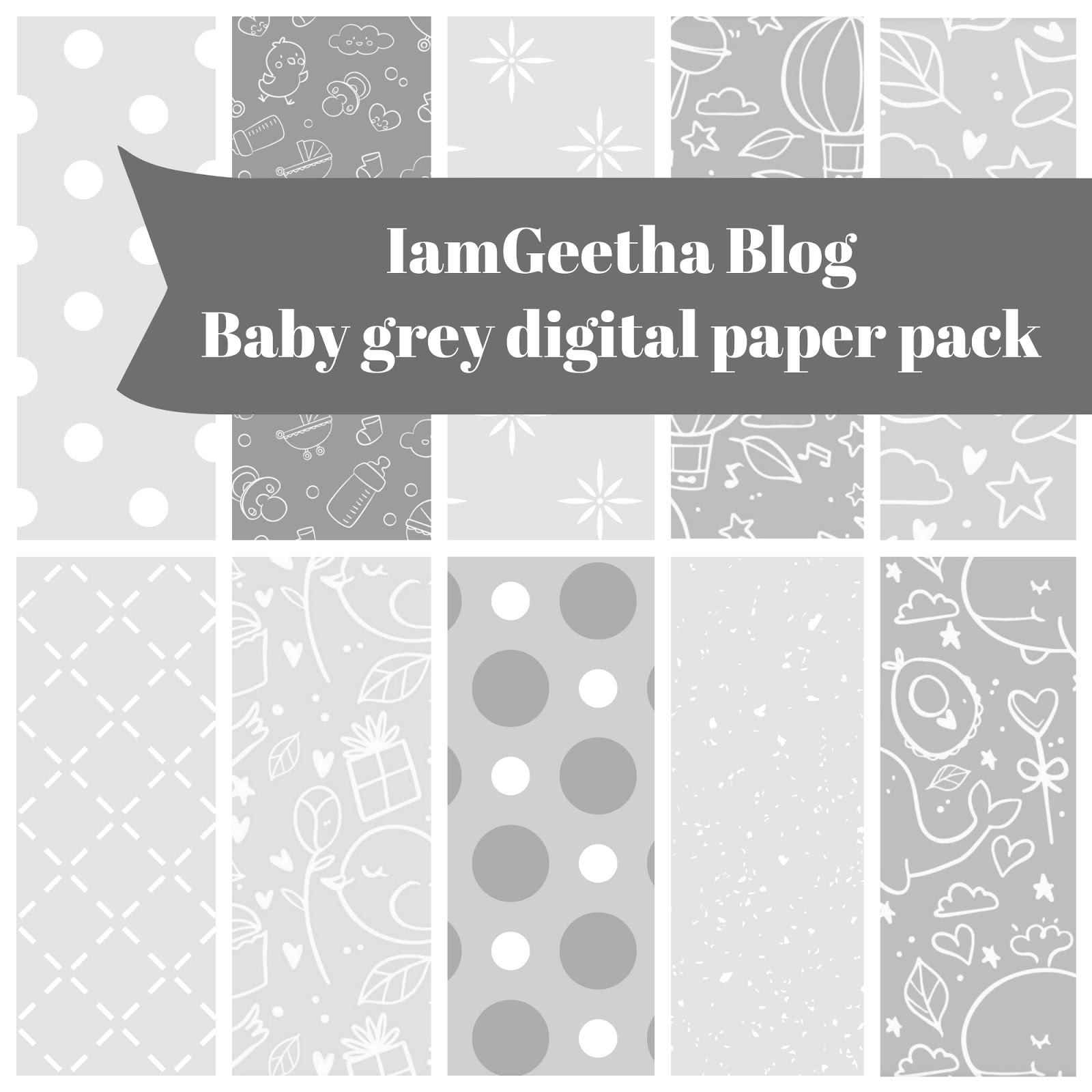 Printables Scrapbooking Paper Baby Grey Paper pack IamGeetha