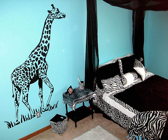 zebra print room ideas with giraffe wall decors