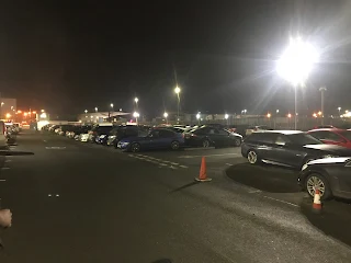 airport parking at night