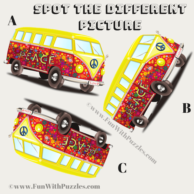 Fun Odd Picture Out Puzzle for Teens: Mini Bus