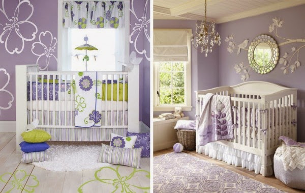 Habitaciones de bebé en gris y morado - Ideas para decorar dormitorios
