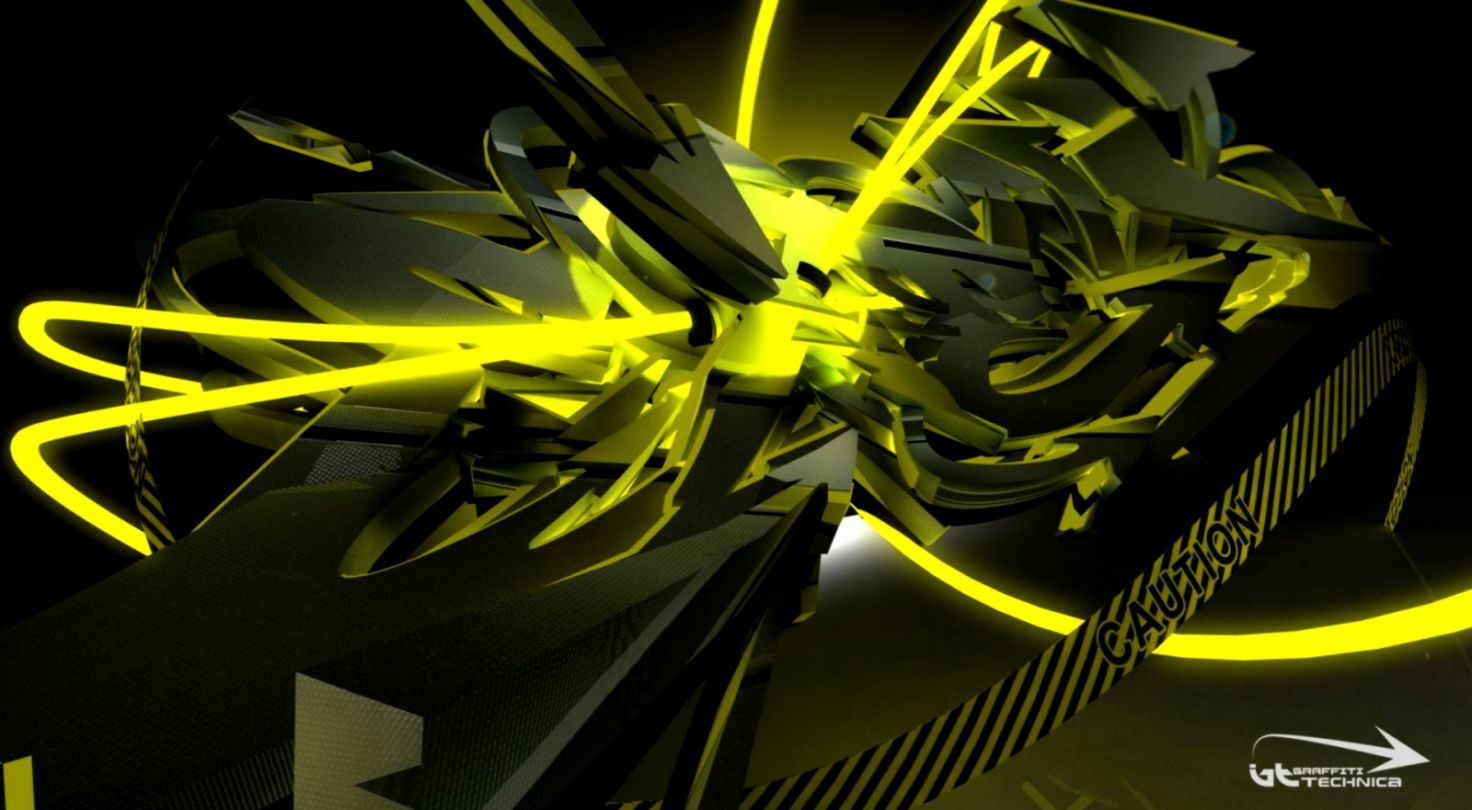 3D Graffiti Yellow Wallpaper Hd Wide Wallpaper Background HD